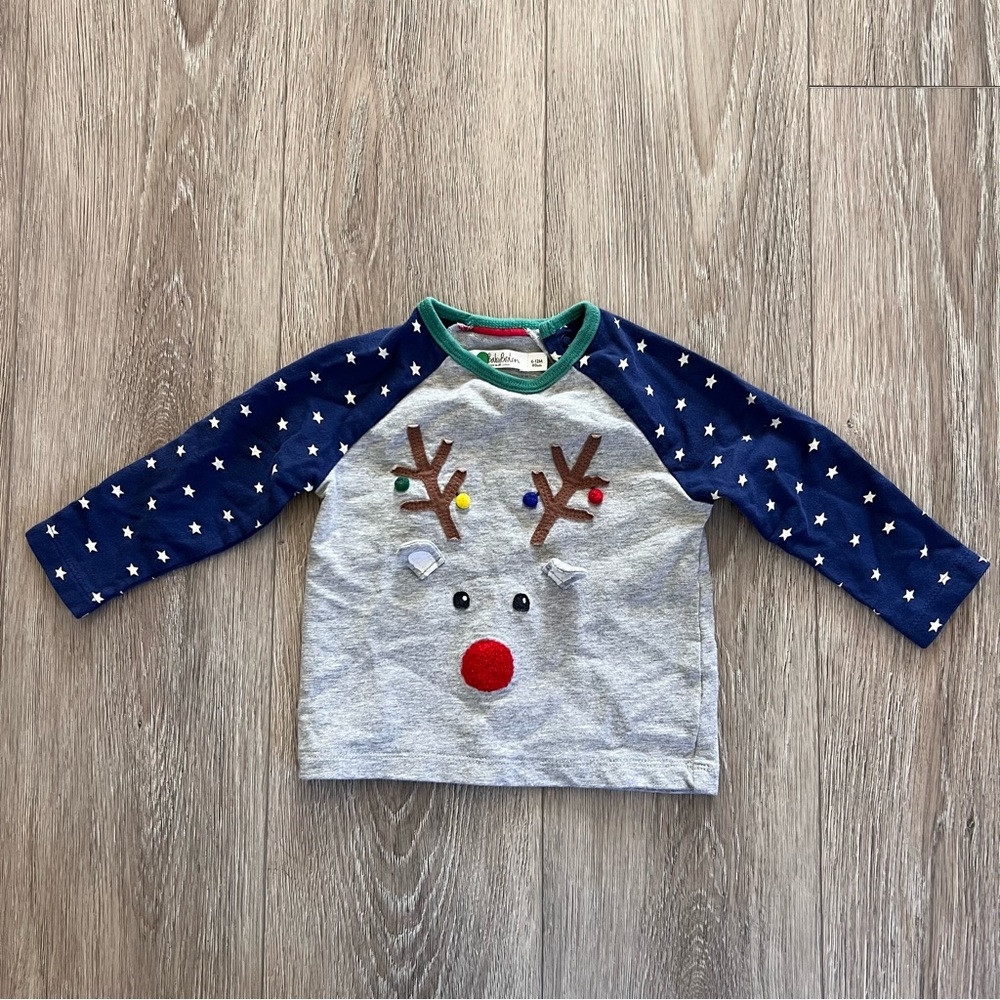 Baby Boden Reindeer Long Sleeve Shirt